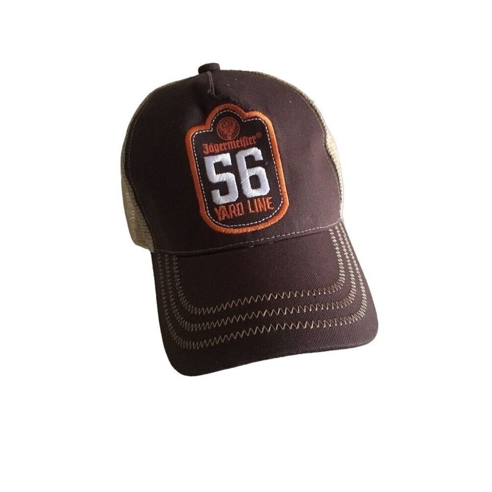 Jagermeister Cap 56 Yard Line‎ Baseball Hat Trucker Mesh Brown Tan Snapback